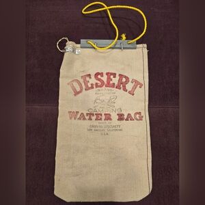 Vintage Desert Brand Camping 20” Sanitary Water Bag Canvas Los Angeles, CA USA